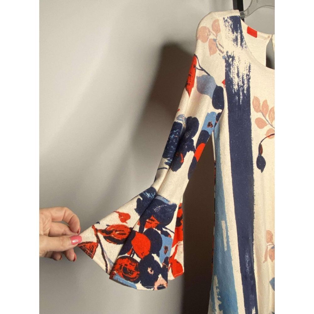 Anthropologie Maeve Anthousai Floral Knit Sweater Dress Bell Sleeves Size XS‎ - Picture 6 of 8